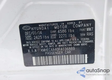2015 Hyundai Sonata Hybrid Limited z USA, uszkodzony, nr VIN KMHEC4A40FA136889